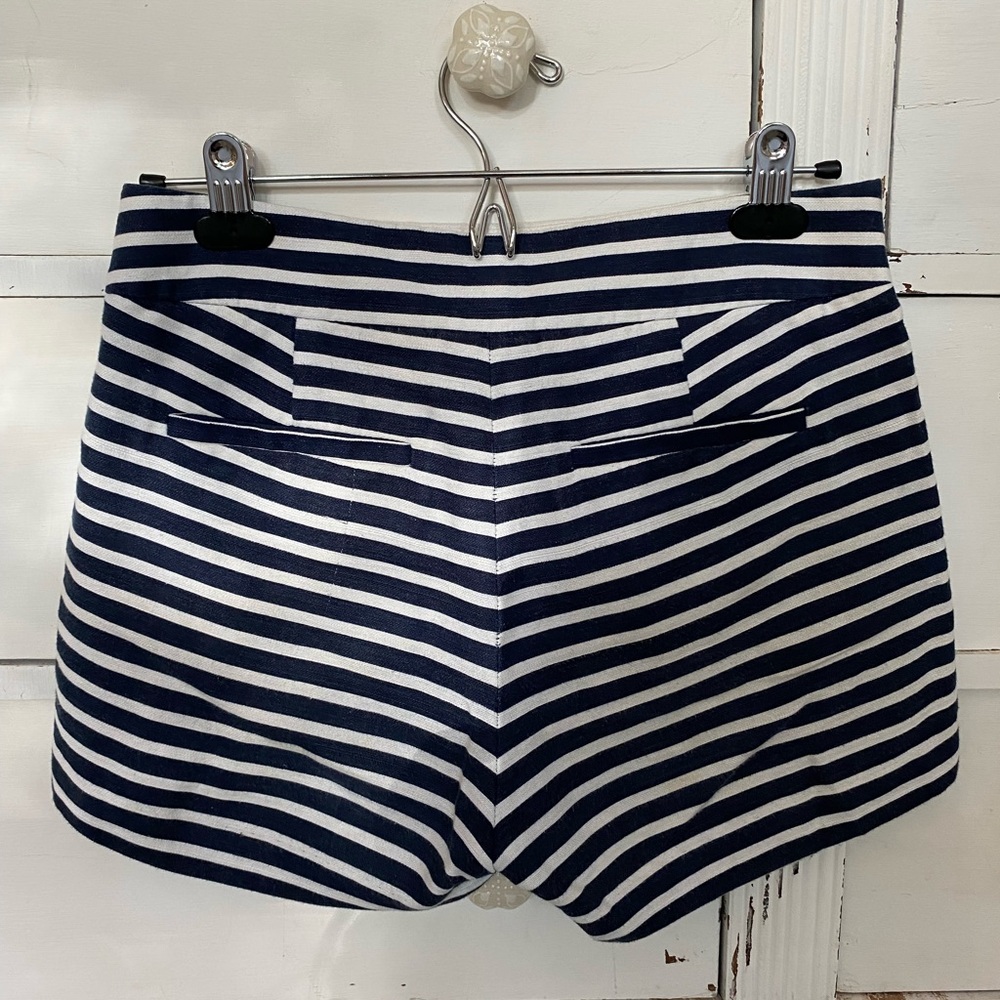 J. Crew shorts, striped, navy and white size 0